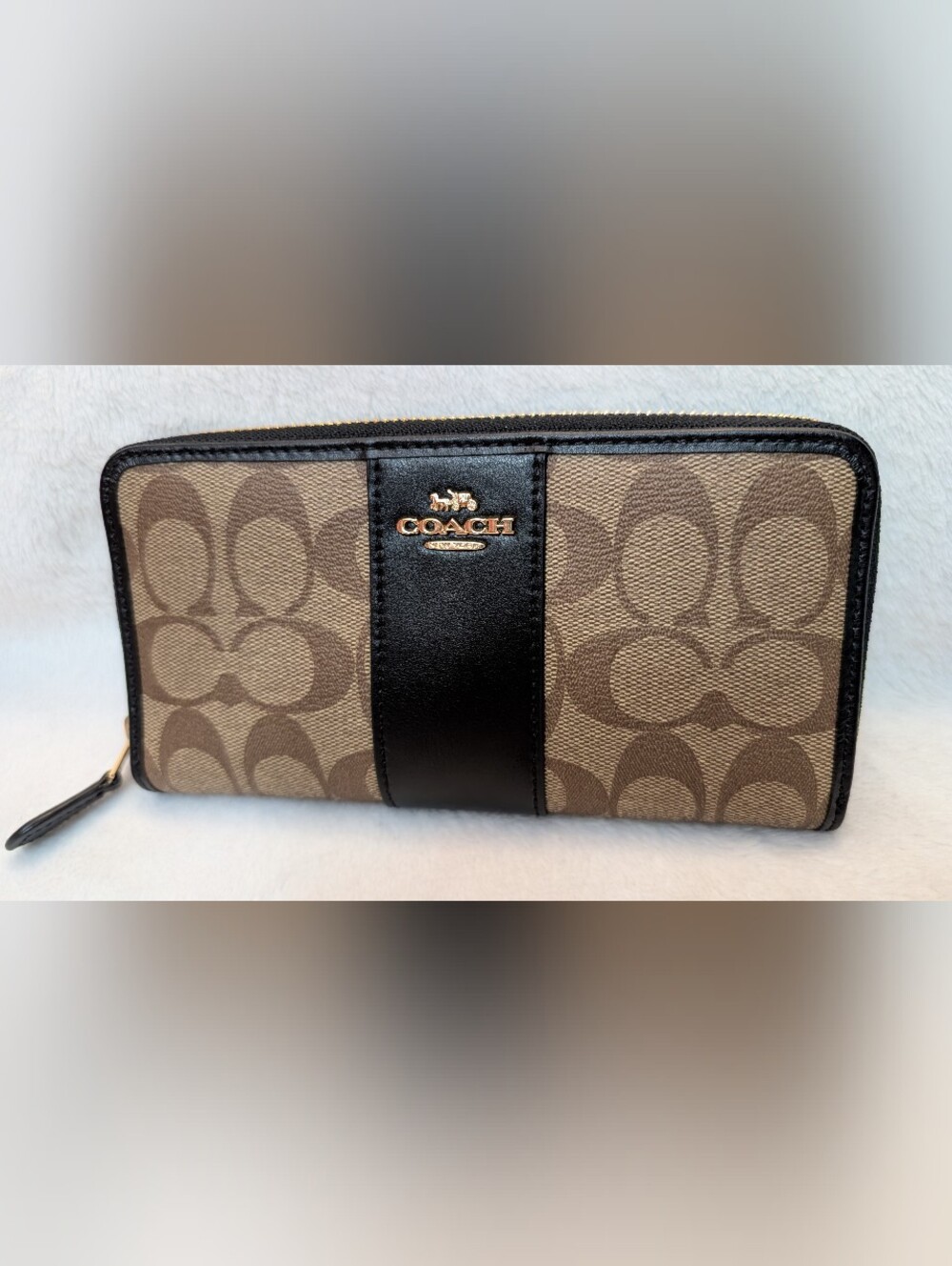 Coach Pvc Leather Accordion wallet in signature canvas zip F54630 NEW 250 retail - Picture 2 of 6